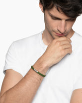 Chevron Bracelet in Green Rubber with Sterling Silver, 6mm